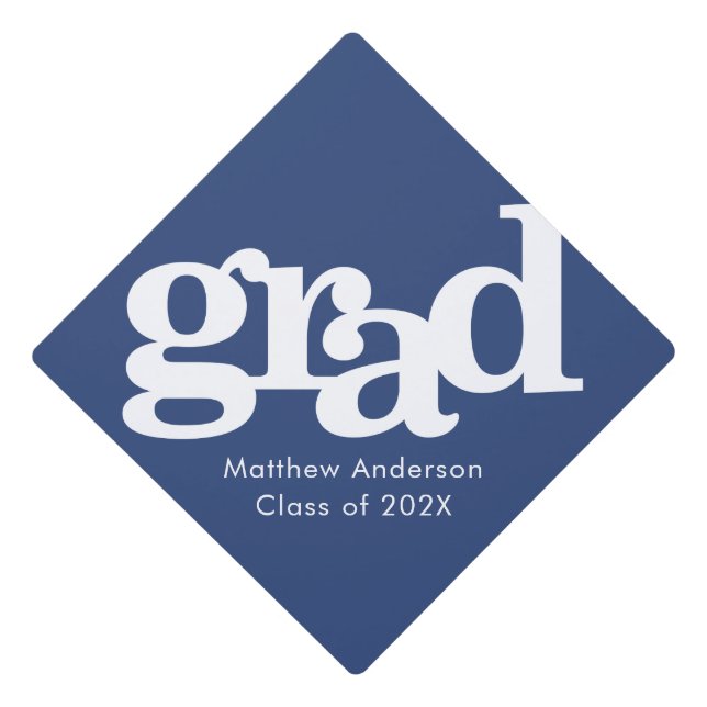 Toque De Diplômé Gras bleu marine simple typographie graphique mode (Devant)