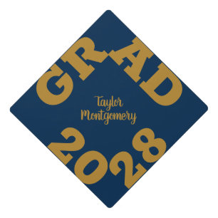 Toque De Diplômé Gras GRAD Gold sur Navy Blue