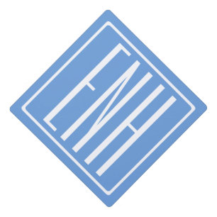 Toque De Diplômé Gras moderne 3 initiales Monogramme   Bleu doux