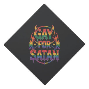 Toque De Diplômé Hail Gay Satan Rainbow Baphomet Devil Goat LGBTQ