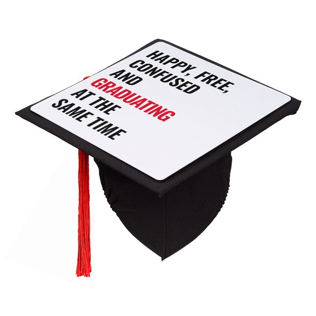 Toque De Diplômé Happy gratuit Confus et Graduating Red 22 Inspiré (Happy, Free, Confused and Graduating at the Same Time Graduation Cap Topper)