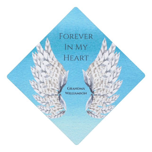 Toque De Diplômé Hommage bleu à Angel Wings (Devant)