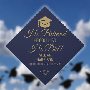 Toque De Diplômé Il croyait qu'il pouvait bleu marine et or