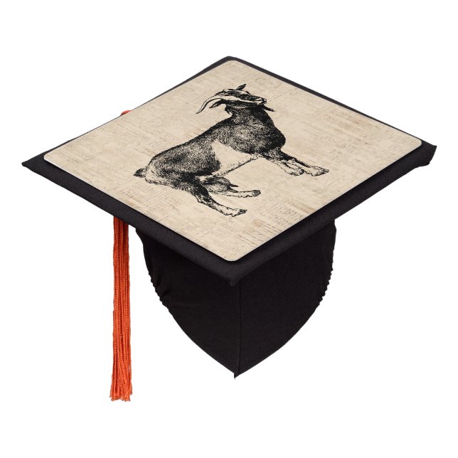 Toque De Diplômé Illustration de chèvre antique avec Arrière - plan (Incliné)