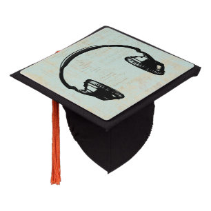 Toque De Diplômé Illustration musicale casque Vintage Mint Green