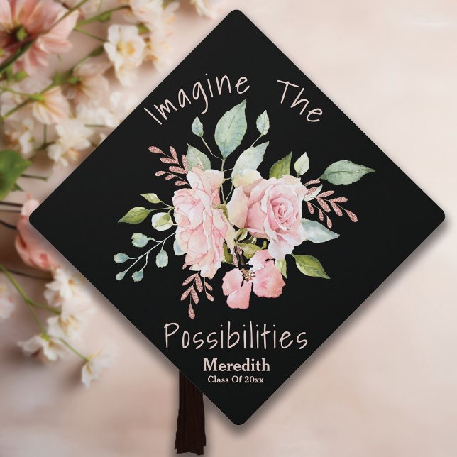 Toque De Diplômé "Imaginez les possibilités" Floral (Créateur téléchargé)