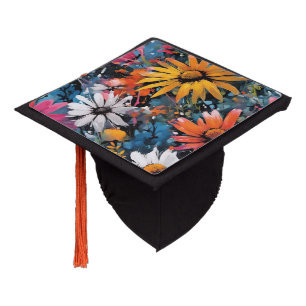 Toque De Diplômé Impression vibrante de fleurs sauvages colorées