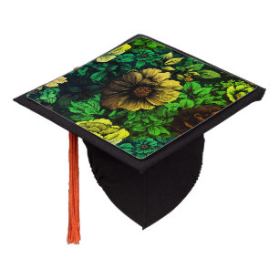 Toque De Diplômé Impressions florales vintage de couleurs uniques