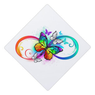 Toque De Diplômé Infini lumineux avec papillon arc-en-ciel