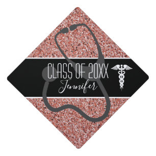 Toque De Diplômé Infirmière Caduceus Médicale Stethoscope Rose Or