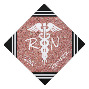 Toque De Diplômé Infirmière diplômée Caduceus Rose moderne Parti