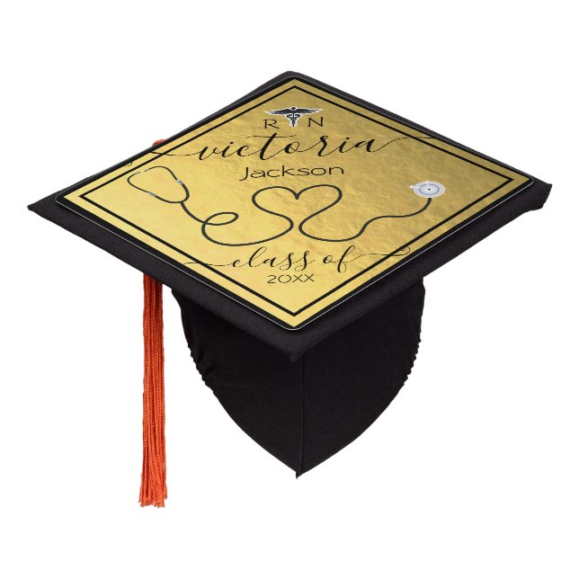 Toque De Diplômé Infirmière Golden Graduation Casquette de coeur To (Incliné)