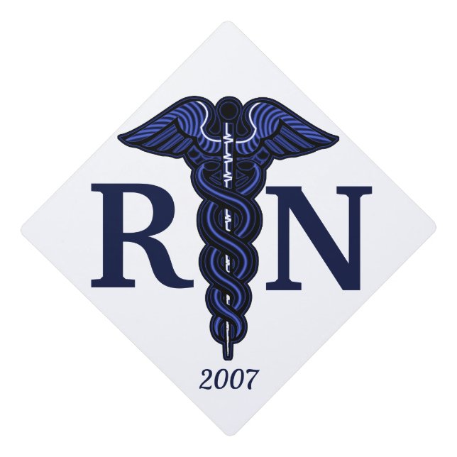 Toque De Diplômé Infirmière inscrite Caduceus RN Année personnalisa (Devant)