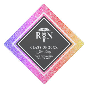 Toque De Diplômé Infirmière inscrite RN Rainbow Parties scintillant