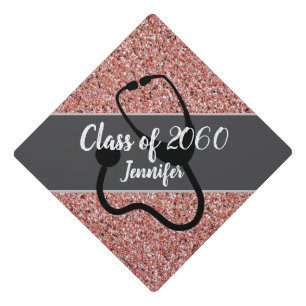 Toque De Diplômé Infirmière Médicale Stethoscope Rose Gold Nom de