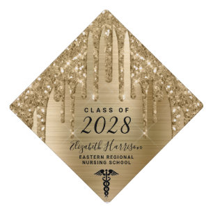 Toque De Diplômé Infirmière Parties scintillant Gold personnalisé