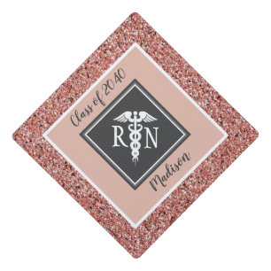Toque De Diplômé Infirmière RN Health Care Rose Gold Parties scint
