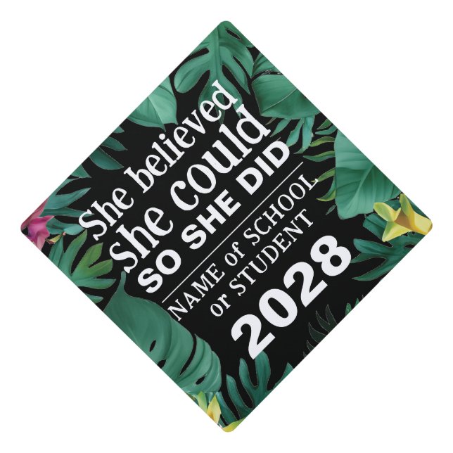 Toque De Diplômé Inspiration Motivationnelle Forêt tropicale noire (Devant)