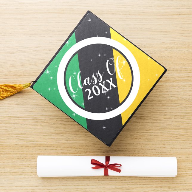 Toque De Diplômé Jamaïcaine Jamaïcaine Drapeau Couleurs étoiles Cla (jamaica jamaican colors class of graduation topper with stars)