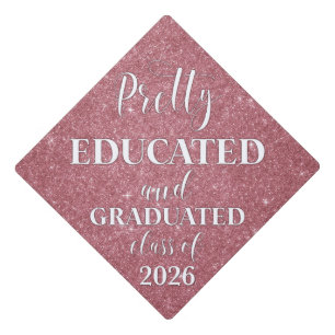 Toque De Diplômé Joli Éduqué Diplômé Rose Pâle Paillettes Dorées