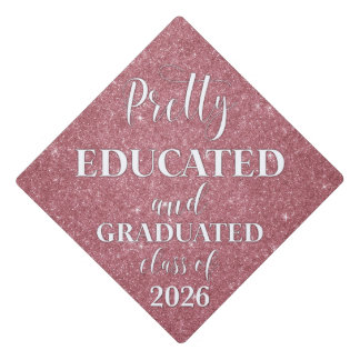 Toque De Diplômé Joli Éduqué Diplômé Rose Pâle Paillettes Dorées