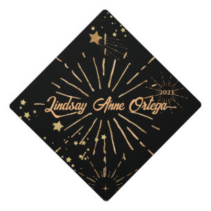 Toque De Diplômé Joli Golden Fireworks Personnalisé Diplômé