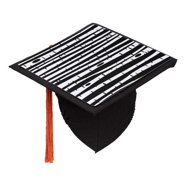 Toque De Diplômé Joli motif noir blanc (Incliné)
