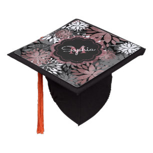 Toque De Diplômé Joli Rose Gold Floral Illustration Motif