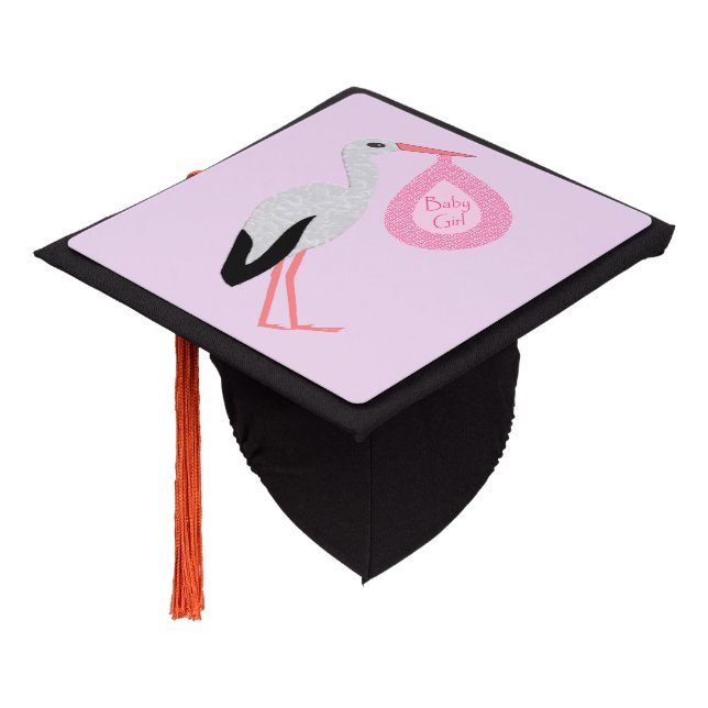 Toque De Diplômé Jolie chatte rose bébé fille Stork (Incliné)