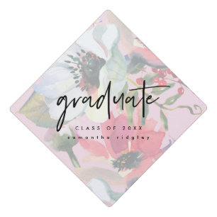 Toque De Diplômé Jolie florale avec diplômé en typographie