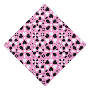 Toque De Diplômé Jolies fleurs noires blanches