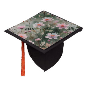Toque De Diplômé Jolies fleurs sauvages avec date de l'année