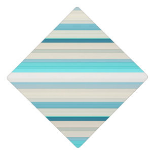 Toque De Diplômé Jolies rayures aqua blanc