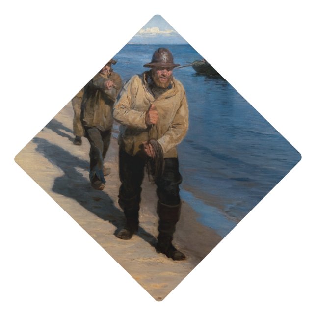 Toque De Diplômé Kroyer - Trois pêcheurs tirant un bateau (Devant)