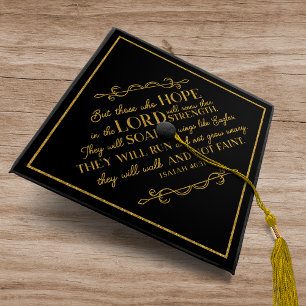 Toque De Diplômé La Bible chrétienne Verse Isaïe 40 Gold Foil