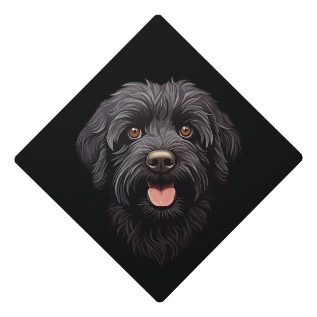 Toque De Diplômé Labradoodle Chien noir (Devant)