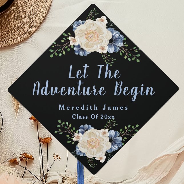Toque De Diplômé "Laisser l'aventure commencer" Floral (Créateur téléchargé)