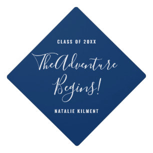 Toque De Diplômé L'aventure commence Grand Marine Bleu et Blanc Nom