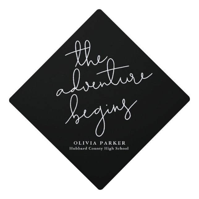 Toque De Diplômé L'aventure commence la typographie noir et blanc (Devant)