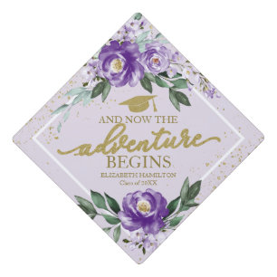Toque De Diplômé L'aventure commence par le bouquet floral mauve
