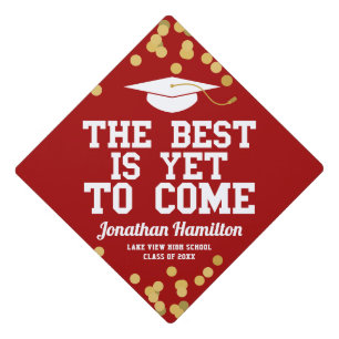 Toque De Diplômé Le Meilleur Est Encore À Venir Confettis Rouge Or