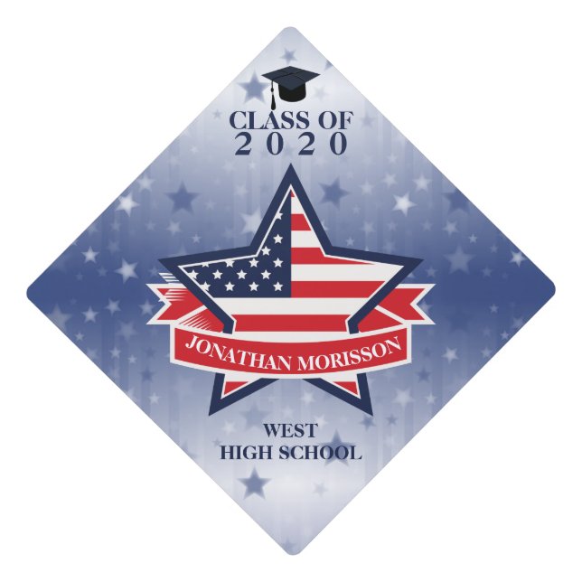 Toque De Diplômé L'étoile est un symbole du drapeau américain (Devant)