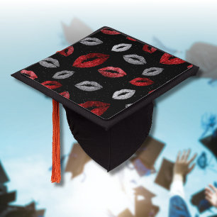 Toque De Diplômé Lèvres Rouge de la Saint-Valentin Pailletées Argen