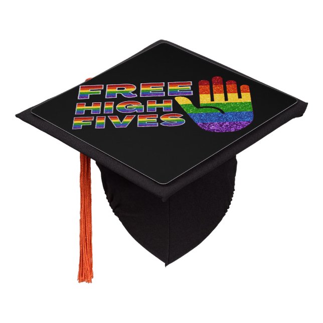 Toque De Diplômé LGBT Parties scintillant Fierté Drapeau gratuit Hi (Incliné)