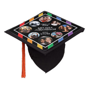 Toque De Diplômé LGBT Rainbow Stripes Photo Collage Black Custom