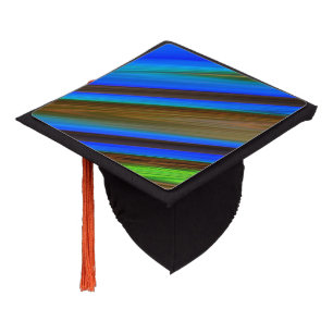 Toque De Diplômé Ligne moderne d'art de plume de paon de couleurs d
