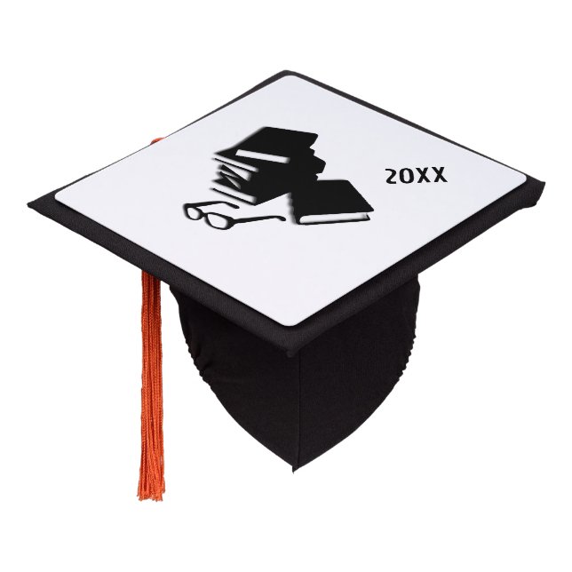 Toque De Diplômé Livres et lunettes (Incliné)