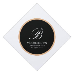 Toque De Diplômé Logo personnalisé avec initiale et nom en noir et