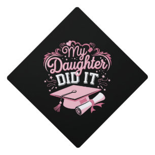 Toque De Diplômé Ma fille a fait son diplôme rose famille diplômée