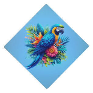 Toque De Diplômé Macaw tropicale bleue et colorée
